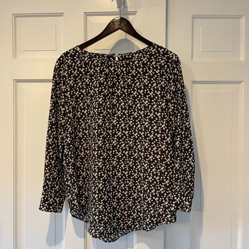 MaxMara Weekend Black and White, Silk Floral Blouse - Size 6